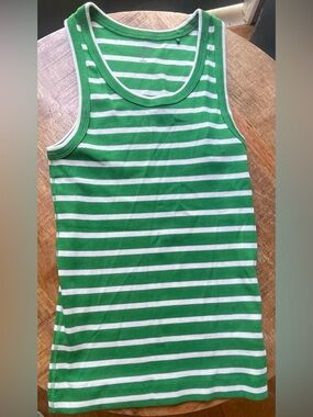 COS Green and White Striped Ribbed Tank Top - Size Small